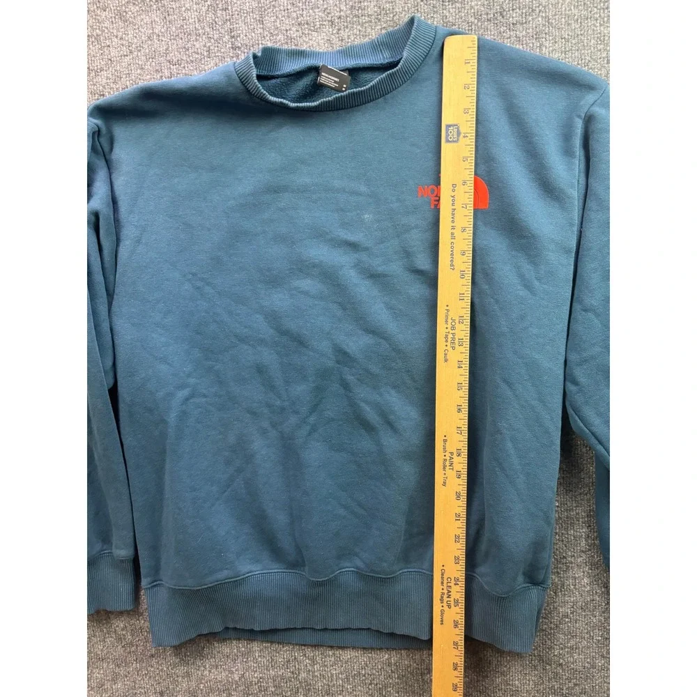 The North Face Sweatshirt Mens Medium Teal Blue Orange Logo Graphic Pullover